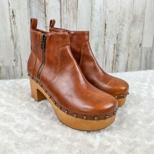 Time and Tru Brown Kork Ease Studded Booties Size 9